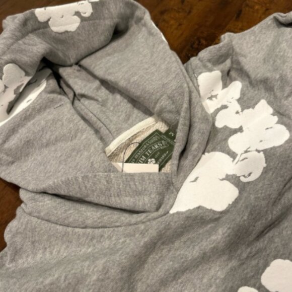 Denim tears Gray Hoodie with White Floral Design - Picture 2 of 3